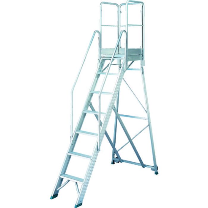 TRUSCO 折りたたみ式作業用踏み台 高さ2.10m 高さ900手すりフルセット付き(Tcode:1157859)