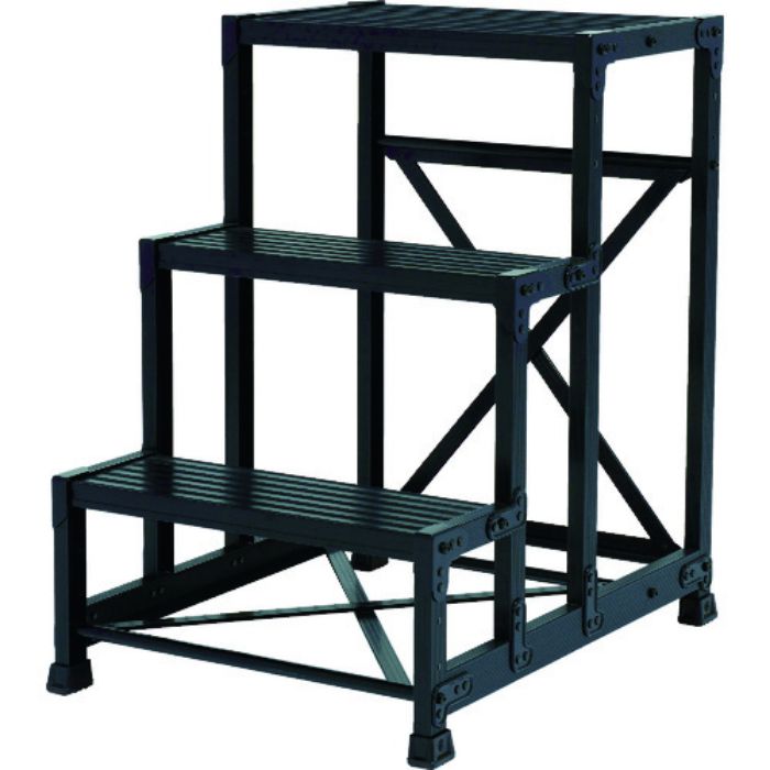 TRUSCO 作業用踏台 アルミ製・高強度タイプ 3段 ブラック(Tcode:4879601)