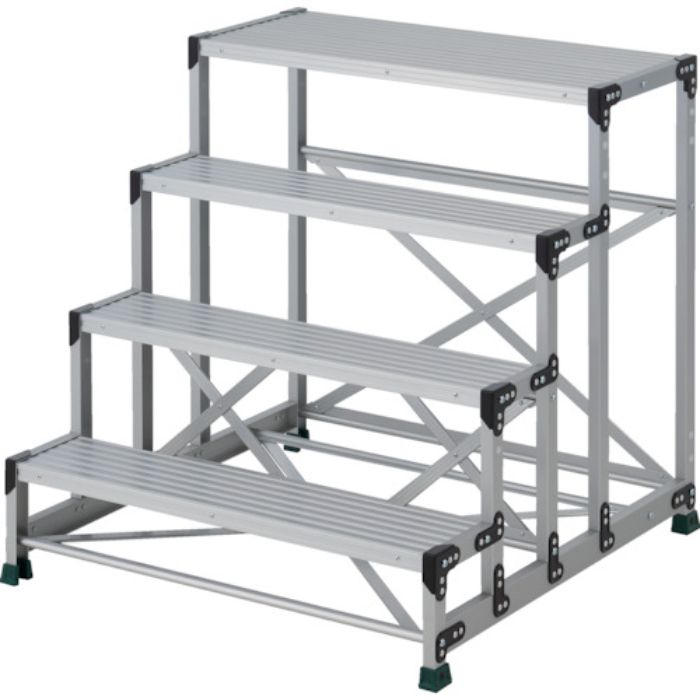 TRUSCO 作業用踏台 4段  ステップ奥行200 高さ1.0m 天板1000X400(Tcode:2581259)