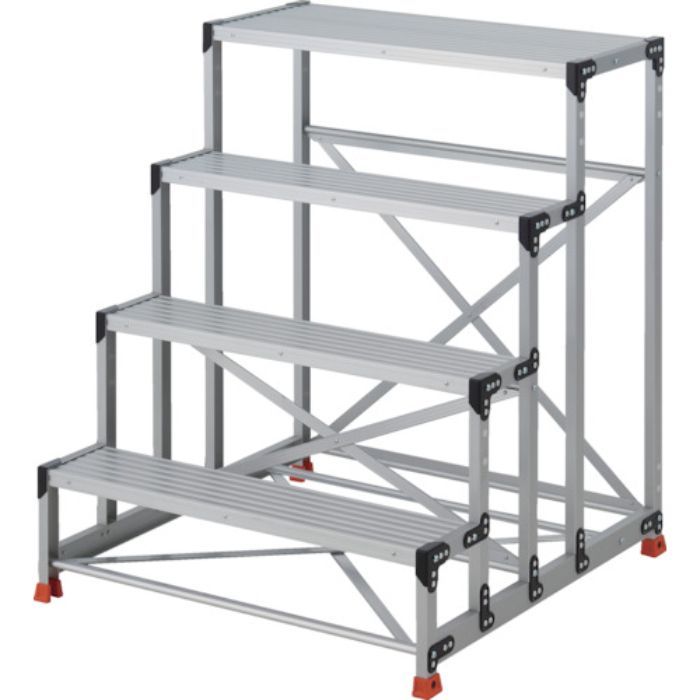 TRUSCO 作業用踏台 4段  ステップ奥行200 高さ1.2m 天板1000X400(Tcode:2580904)