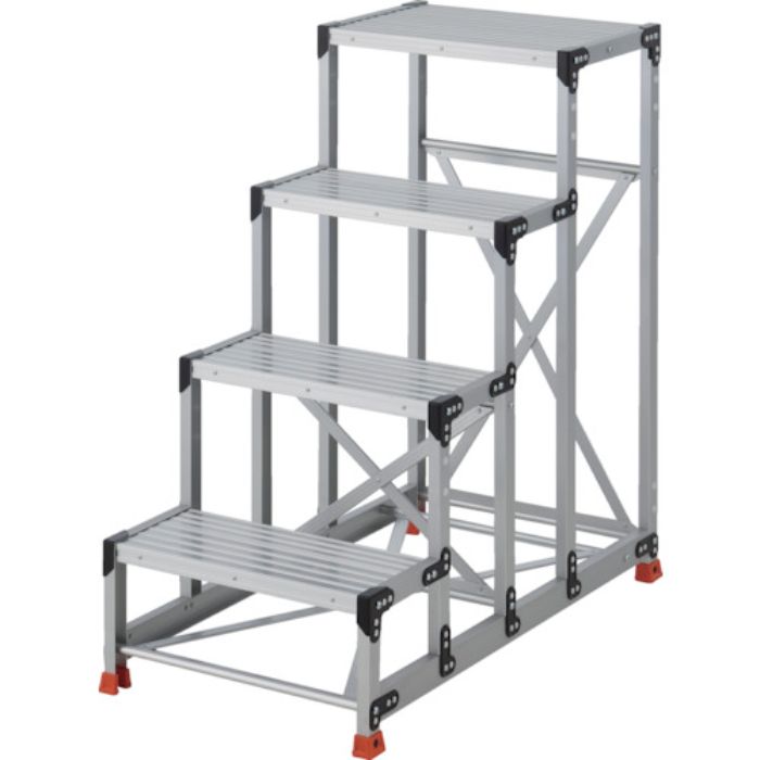 TRUSCO 作業用踏台 4段  ステップ奥行250 高さ1.2m 天板600X400(Tcode:2580891)