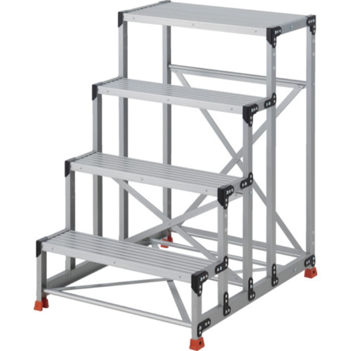 TRUSCO 作業用踏台 4段  ステップ奥行200 高さ1.2m 天板800X400(Tcode:2580908)