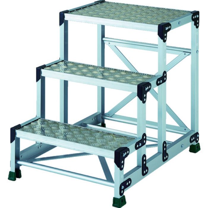 TRUSCO アルミ合金製作業台 縞鋼板 3段 高さ0.75m 600X400(Tcode:8557683)