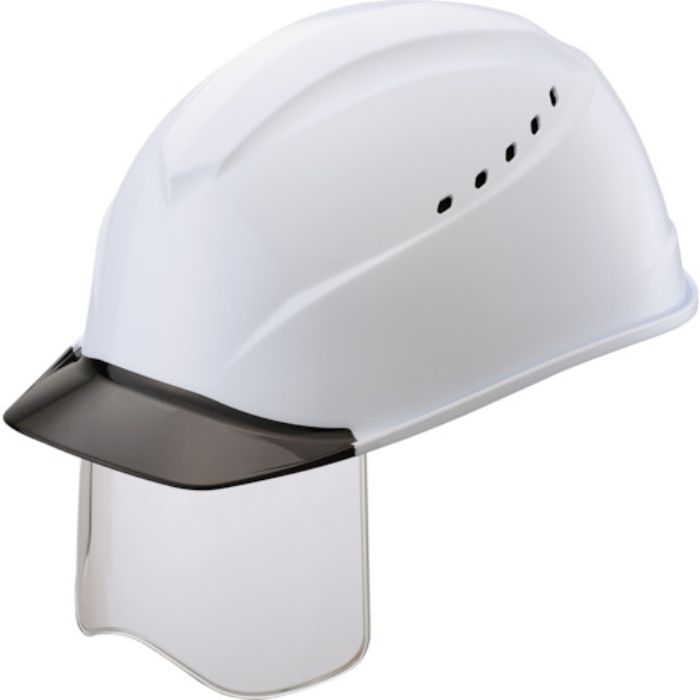 タニザワ エアライトS搭載ヘルメット(ブラック透明ひさし・溝・通気孔・シールド付) 白色(Tcode:3537646)