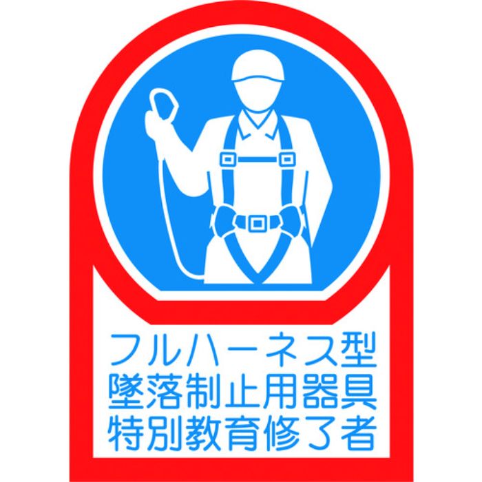 緑十字 ヘルメット用ステッカー フルハーネス型墜落制止用器具特別教育修了者 HL-128 35×25mm 10枚組 オレフィン(Tcode:1787926)