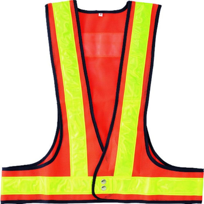 緑十字 LED安全ベスト 橙メッシュ地/赤LED/蛍光黄反射 LEDベスト-OY-R フリーサイズ(Tcode:1061617)