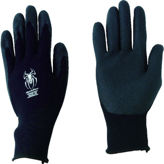 川西 塩ビ背抜き手袋 スパイダー ブラック LL 1P(Tcode:7797443)