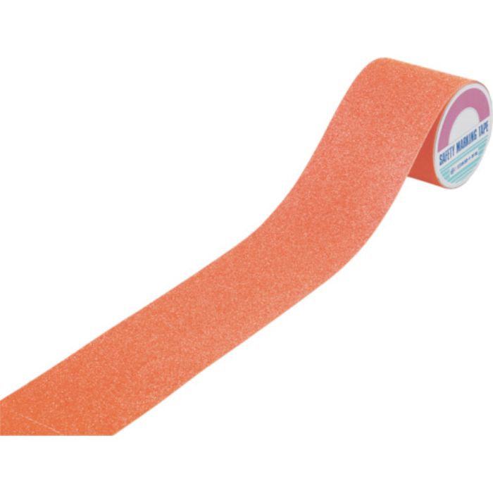 緑十字 滑り止めテープ 蛍光オレンジ ASS-105FOR 100mm幅×5m 塩ビ+鉱物 屋内外兼用(Tcode:1213304)