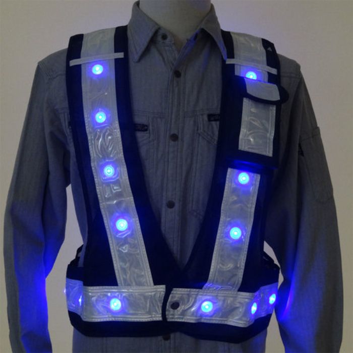 ミズケイ 多機能ベスト「光るんです」青LEDタイプ(紺/白)(Tcode:2085654)