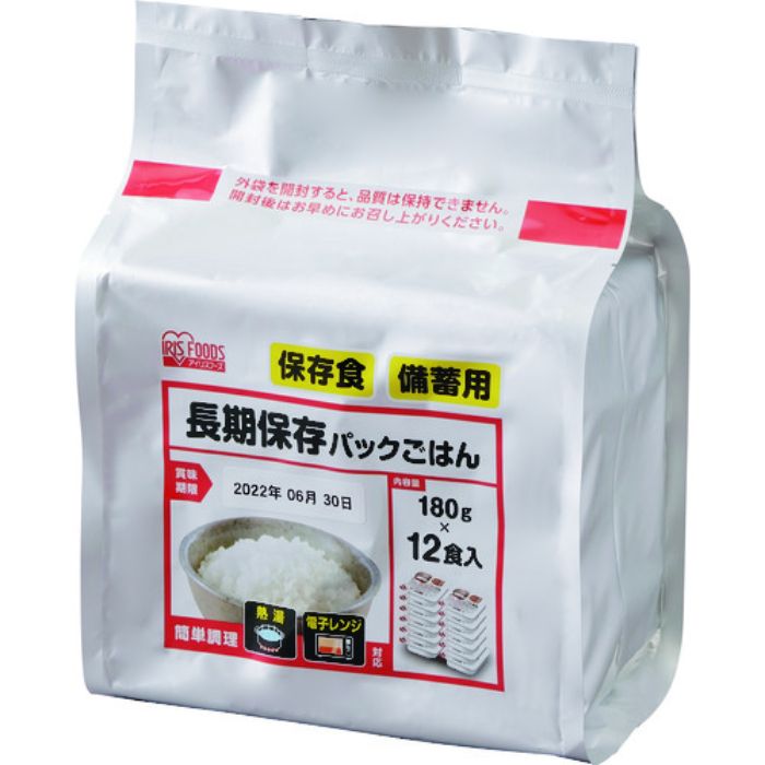 IRIS 【※軽税】310621 長期保存パックごはん 4袋入り(1袋=180g×12食パック)(Tcode:1952463)