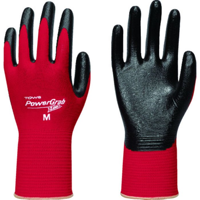 トワロン ニトリル背抜き手袋 パワーグラブZERO レッド M(Tcode:3620905)