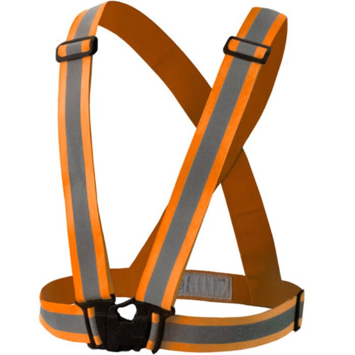 富士手袋 伸縮安全テープベスト 蛍光オレンジ(Tcode:3382617)