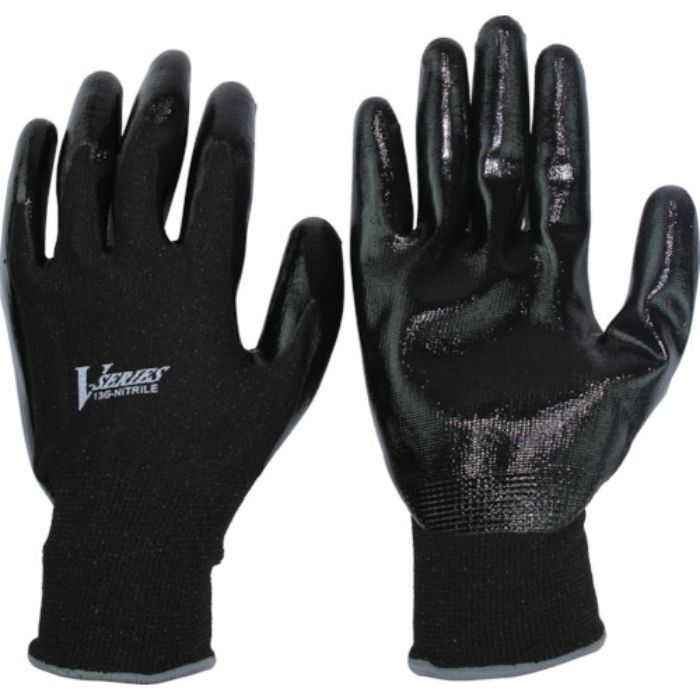 おたふく ニトリル背抜き手袋 ブラック LL(Tcode:7953780)