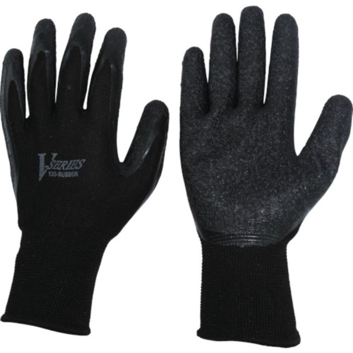 おたふく 天然ゴム背抜き手袋 ブラック L(Tcode:8355222)