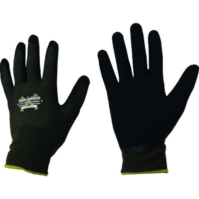 おたふく 天然ゴム背抜き手袋 ソフキャッチEXフィット クレーターパーム ブラウン L(Tcode:1476220)