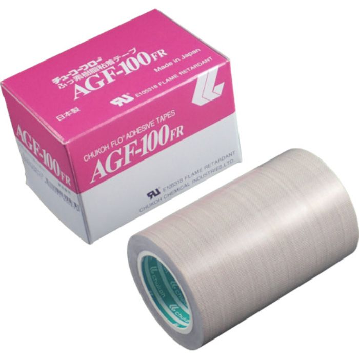 チューコーフロー フッ素樹脂(テフロンPTFE製)ガラスクロス粘着テープ AGFー100FR 0.18t×100w×10m(Tcode:4494245)