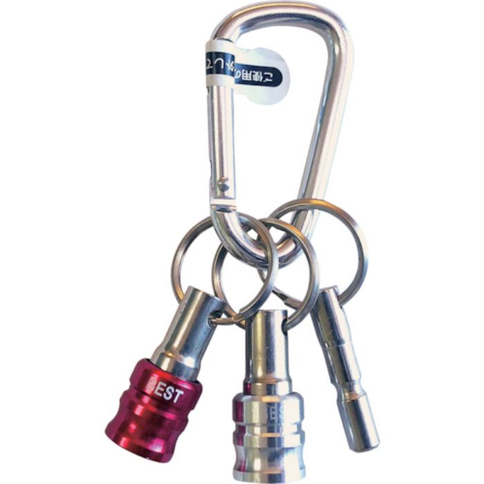 ベストツール BEST 2pcs.ビットホルダー キーアダプター・カラビナ付 赤(Tcode:4073214)