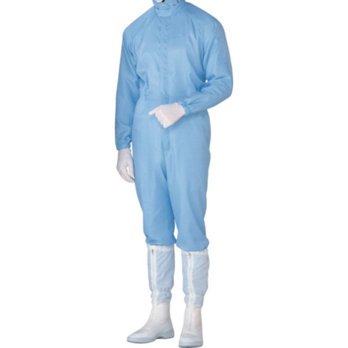 ミドリ安全 立体裁断構造超静電クリーンウェア ブルー L(Tcode:8258950)