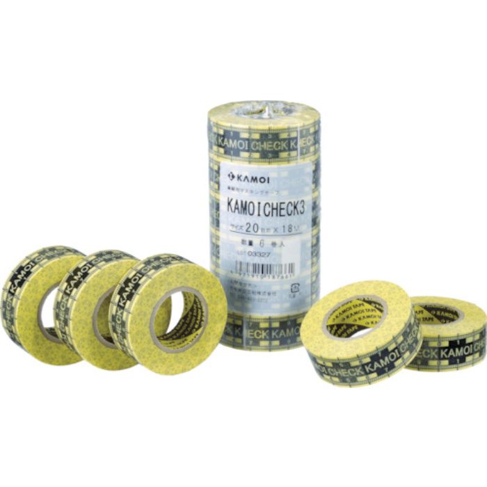 カモ井 マスキングテープ車両塗装用 CHECK3 幅20mm×長さ18m 厚さ0.09mm イエロー/ブラック(Tcode:4730011)