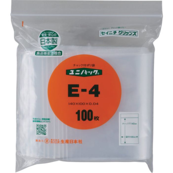 セイニチ 「ユニパック」 E-4 140×100×0.04 100枚入(Tcode:3688967)