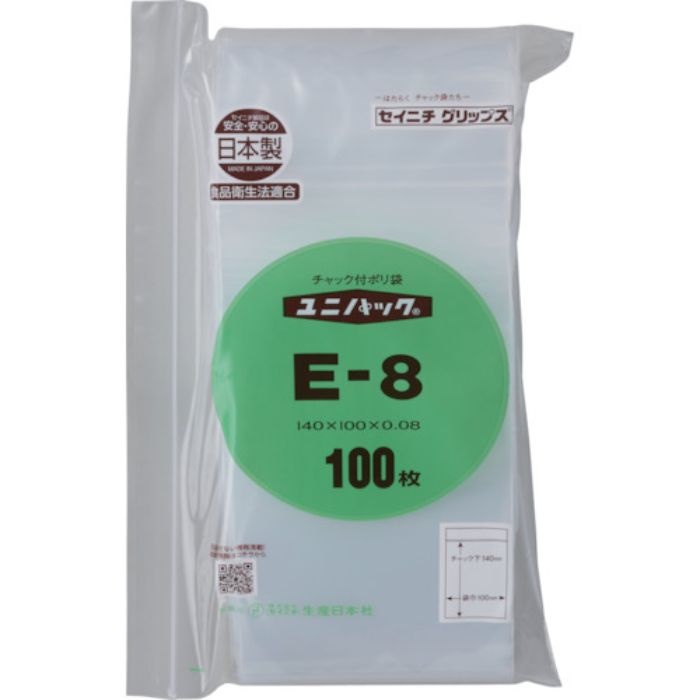 セイニチ 「ユニパック」 E-8 140×100×0.08 100枚入(Tcode:3688972)