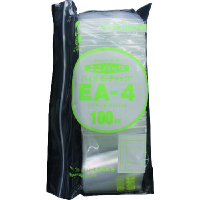 セイニチ 「ユニパック」バイオEチャック規格品(チャック付ポリエチレン袋) EA-4 70×50×0.04(Tcode:1949090)