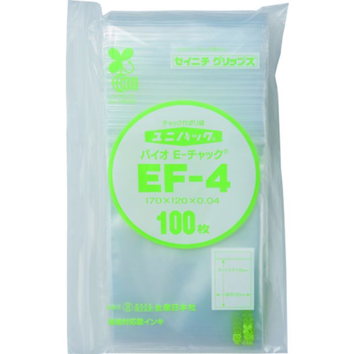 セイニチ 「ユニパック」バイオEチャック規格品(チャック付ポリエチレン袋) EF-4 170×120×0.04(Tcode:1949092)