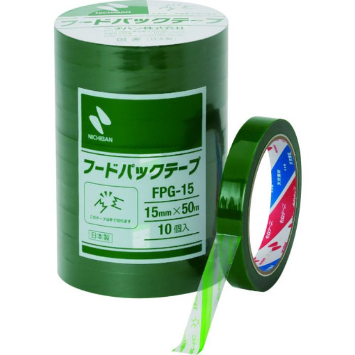 ニチバン フードパックテープ緑FPG-15 15mmX50m(Tcode:2051328)