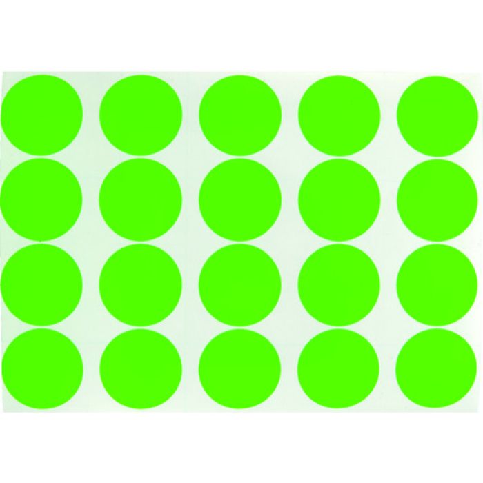 TRUSCO 蛍光ドットシール 50Φ グリーン 1シート20個入(Tcode:2071910)