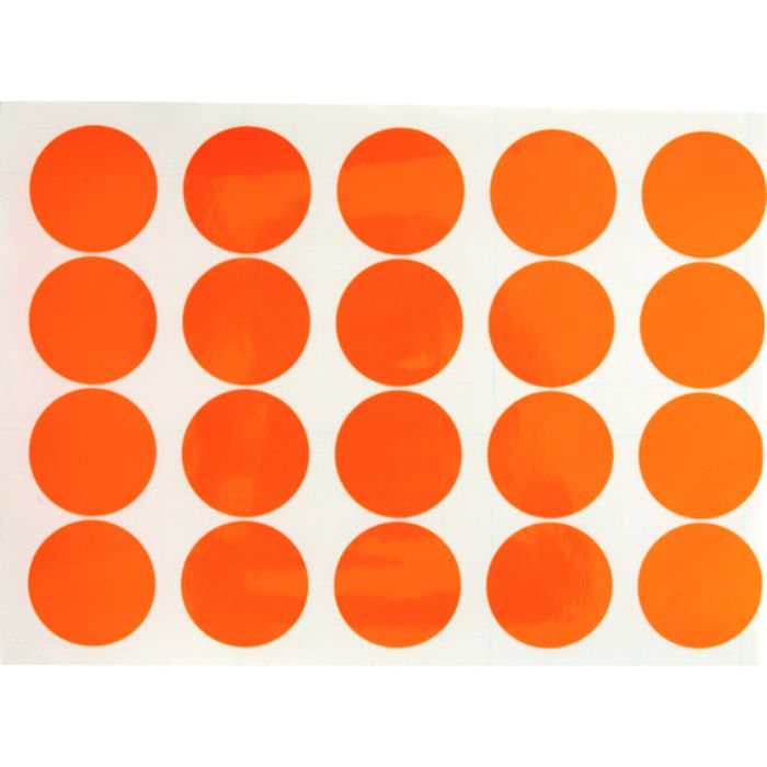 TRUSCO 蛍光ドットシール 50Φ オレンジ 1シート20個入(Tcode:2071911)