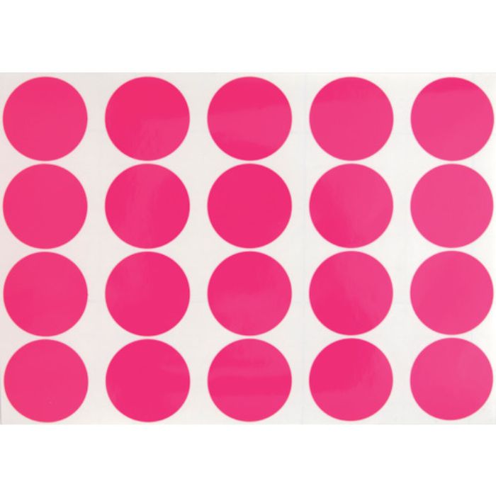 TRUSCO 蛍光ドットシール 50Φ ピンク 1シート20個入(Tcode:2071912)