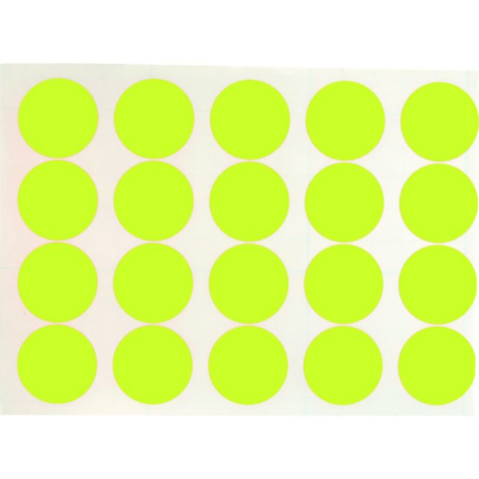 TRUSCO 蛍光ドットシール 50Φ イエロー 1シート20個入(Tcode:2071913)