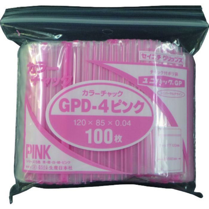 セイニチ ユニパック GP D‐4 カラーチャック ピンク(Tcode:1275433)