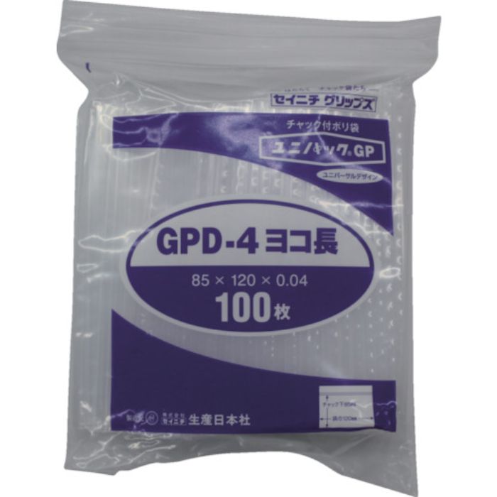 セイニチ 「ユニパックGP」D-4 ヨコ長 85×120×0.04 100枚入(Tcode:8290160)