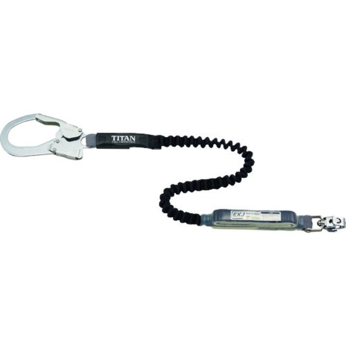 タイタン EXJ伸縮ストラップ式 タイプ1ランヤード ブラック シングル (墜落制止用器具)(Tcode:1952077)