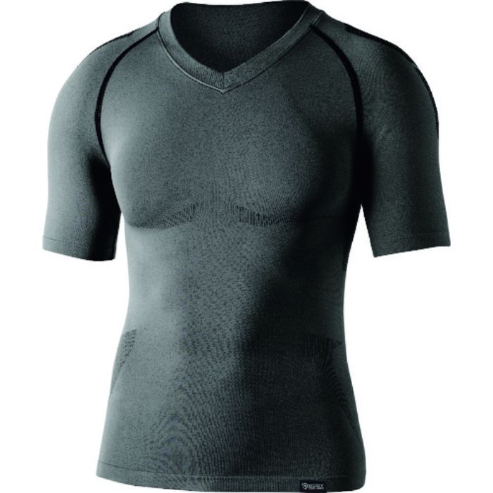 おたふく BTデュアルクロス ショートスリーブVネックシャツ グレー/ブラック S〜M(Tcode:1476200)