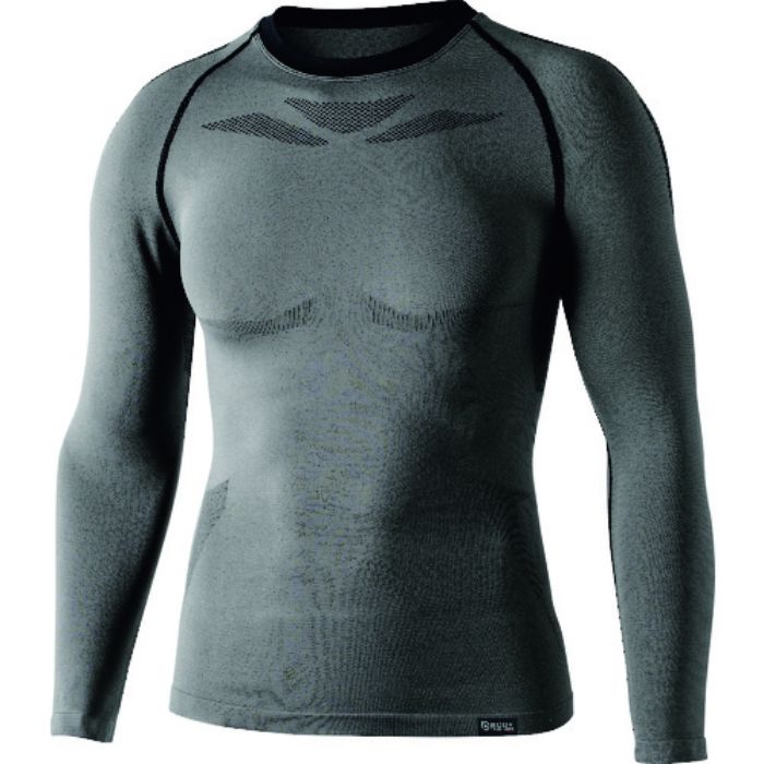 おたふく BTデュアルクロス ロングスリーブクルーネックシャツ グレー/ブラック L〜XL(Tcode:1477724)