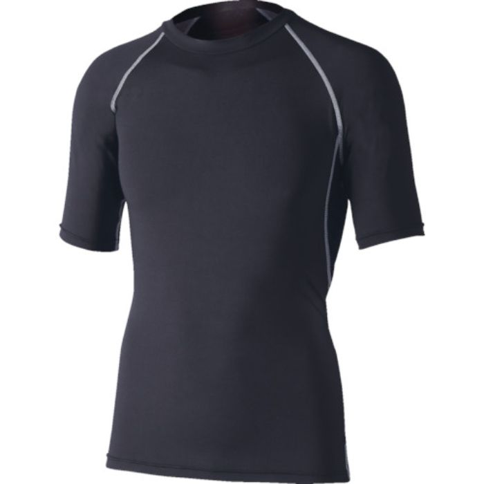 おたふく 【今季在庫限り】冷感・消臭パワーストレッチ半袖クルーネックシャツ ブラック S(Tcode:8184521)