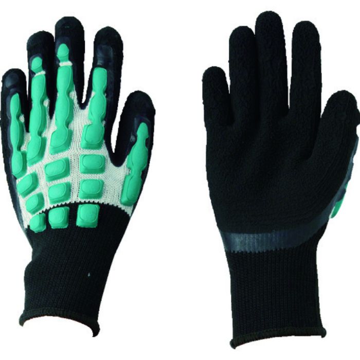 丸五 すべり止め手袋(手甲ガード付) まもるくん#920 ブラック/グリーン L(Tcode:7856857)