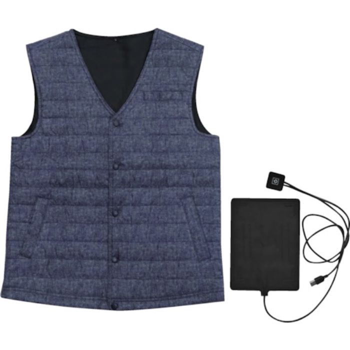 室谷 MX1642 中綿ヒーターベスト デニムブルー L(Tcode:3836498)