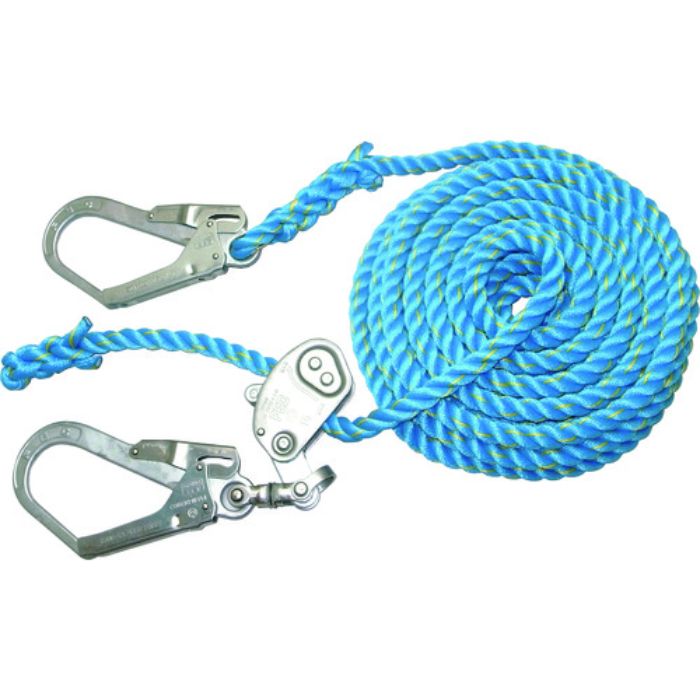 まつうら 青色ニューテトロン水平親綱 16mmΦ×15m 両端フック、片側緊張器付(Tcode:2158036)