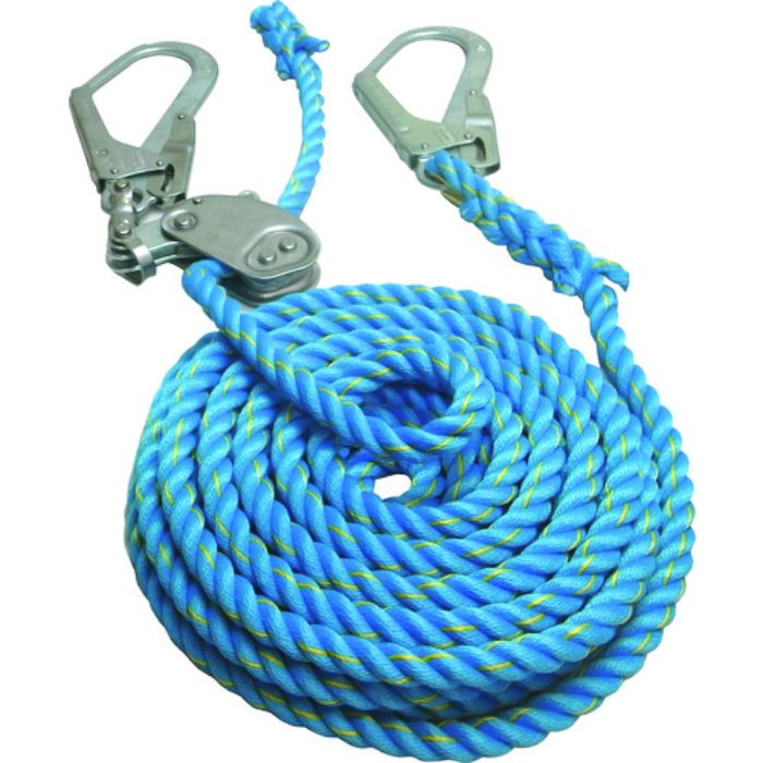 まつうら 青色ニューテトロン水平親綱 16mmΦ×20m 両端フック、片側緊張器付(Tcode:2158042)