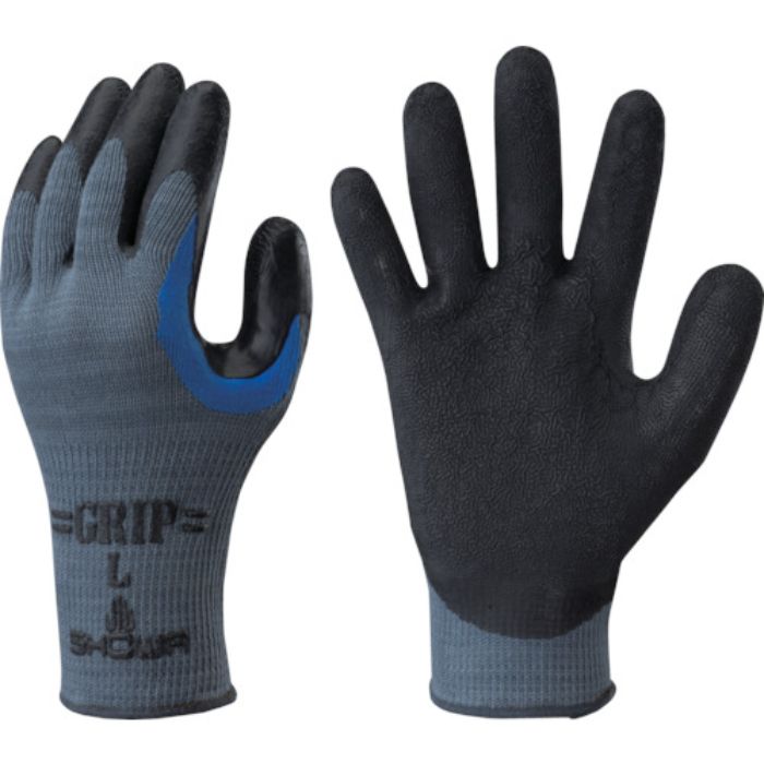 SHOWA ゴム背抜き手袋 No330股付グリップ 3双パック ブラック Lサイズ(Tcode:7957122)