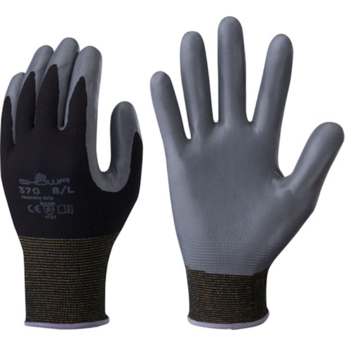 SHOWA ニトリルゴム背抜き手袋 組立グリップ3双パック ブラック Lサイズ(Tcode:7957149)