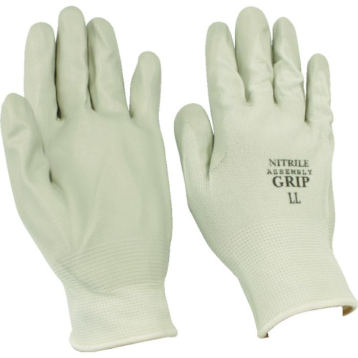 SHOWA ニトリルゴム背抜き手袋 No370組立グリップ グレー LLサイズ(Tcode:3547817)