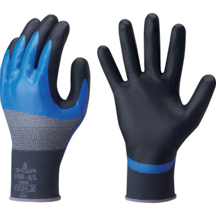 SHOWA ニトリル背抜き手袋 NO376R ホールド オイル&ナックル M(Tcode:7787260)