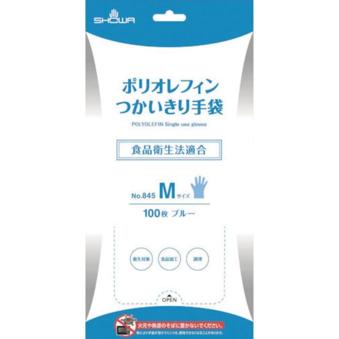 SHOWA ポリオレフィンつかいきり手袋 100枚入 Mサイズ ブルー(Tcode:3361286)