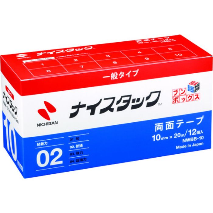 ニチバン 両面テープ ナイスタック NWBB-10 10mmX20m (12個入)(Tcode:1247001)