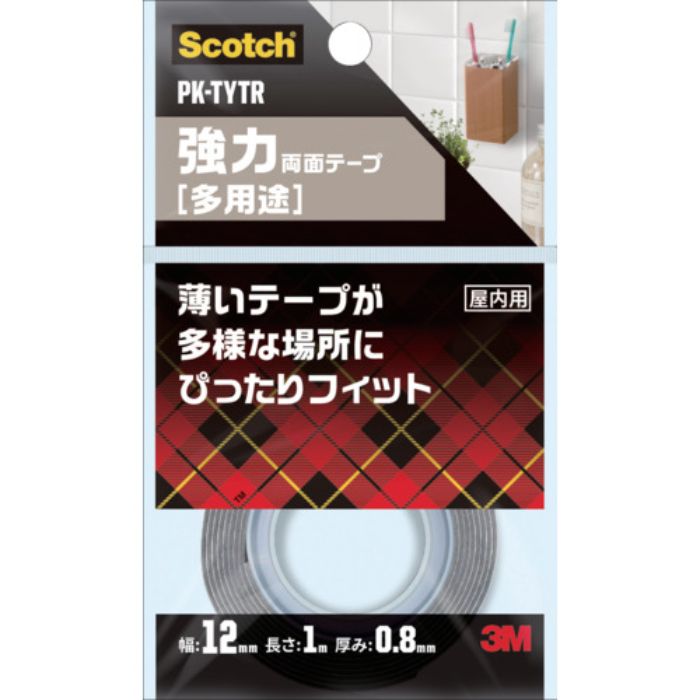 3M スコッチ 強力両面テープ 多用途 12mm×1m(Tcode:3892959)