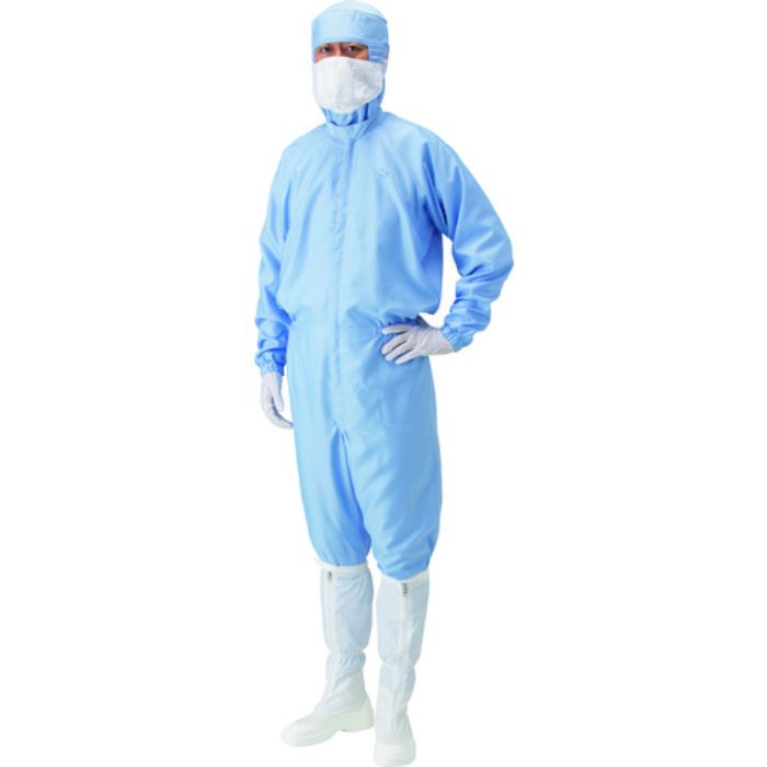 ゴールドウイン クリーンルーム用ウェア フロントファスナーワンピース ブルー M(Tcode:7591861)